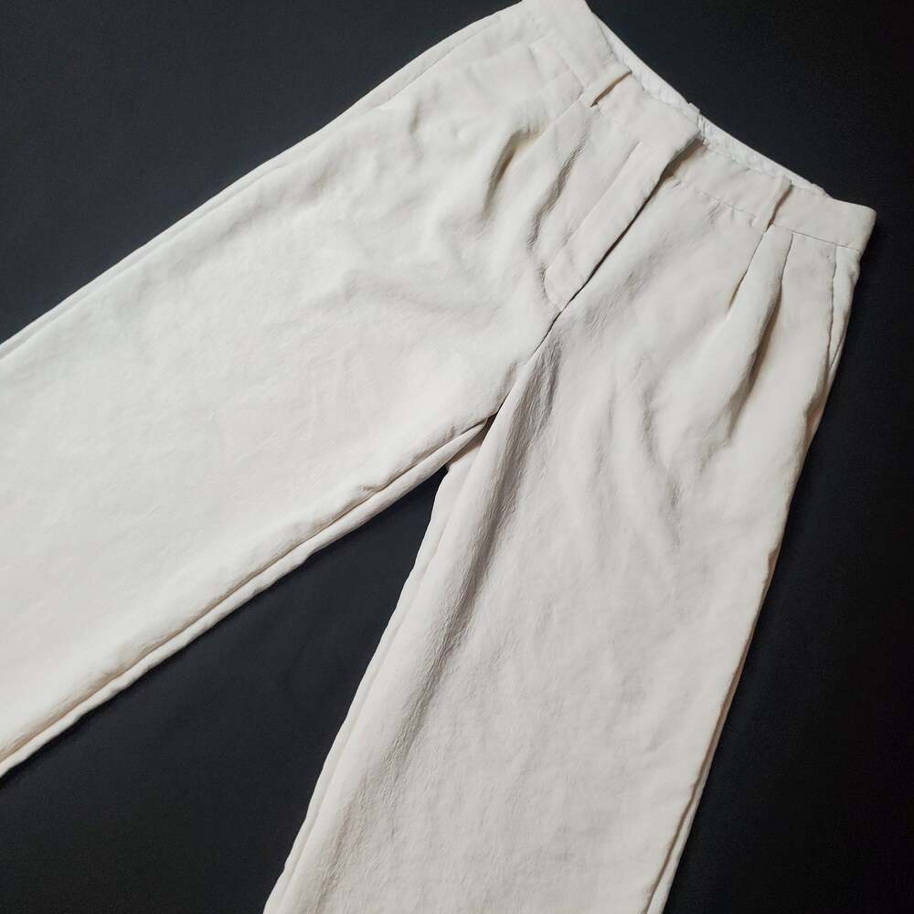Aritzia Wilfred Women's Size 8S Effortless Pant Wide Leg High Rise Ivory White